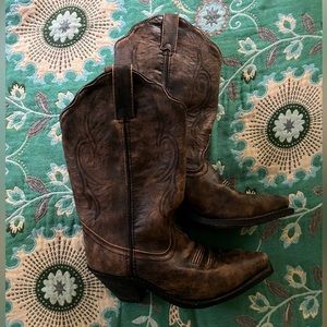 Rockin Country Leather Cowgirl Boots size 6.5
